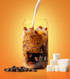 On the rocks beer can glass with coffee and sugar cubes