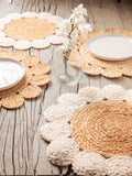 Jute floral placemats on a table