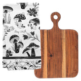 Mushroom boho tea towels with cutting board