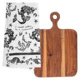 Mermaid boho tea towels with cutting board