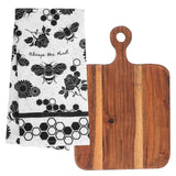 Bee boho tea towels with cutting board