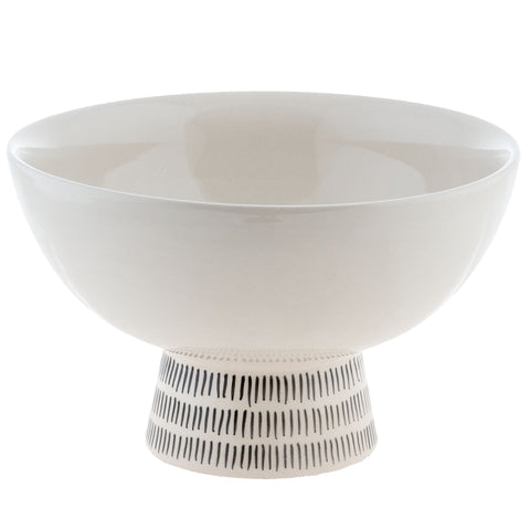 Large footed ceramic bowl front view