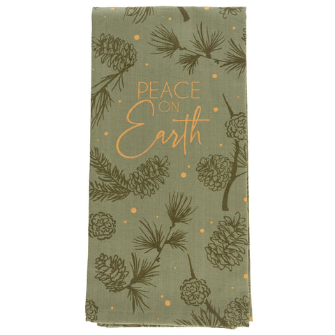 Peace on Earth Light Green Holiday Tea Towels