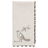 Bird Embroidered Cotton Dinner Napkins