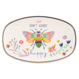 Bee Happy Oval Trinket Tray