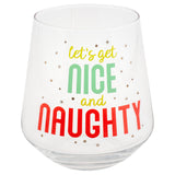 Naughty and Nice Holiday Chic Stemless Wine Glasses