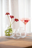 Clear bubble glass vase's holding flowers 