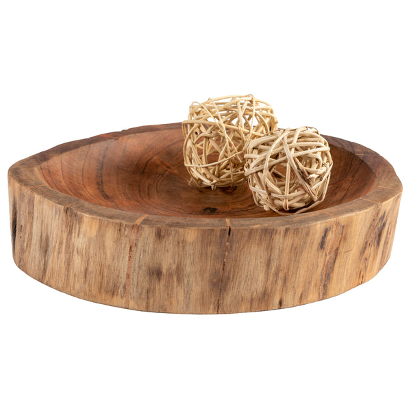 Small acacia log bowl designed view