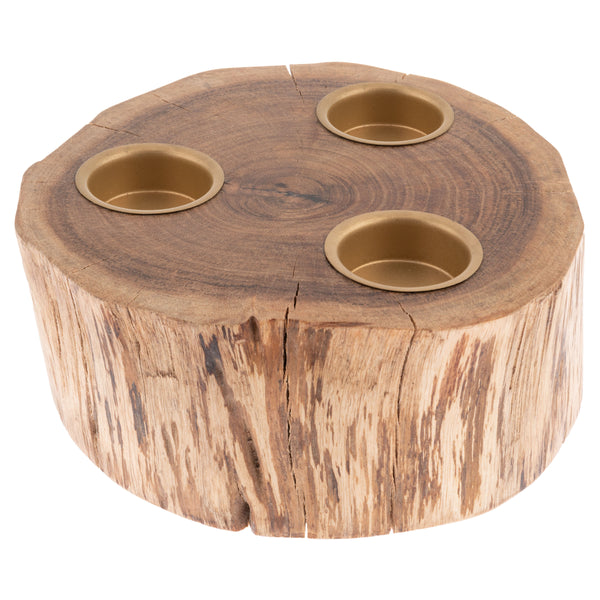 Aspen Round Wood Candle Holder