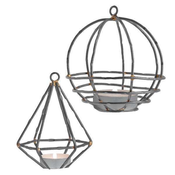 Dark Grey Geometric Tea Light Ornament