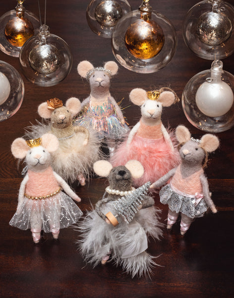 Ballet mice felt ornament set