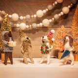Caroling Dogs Felt Ornament Set