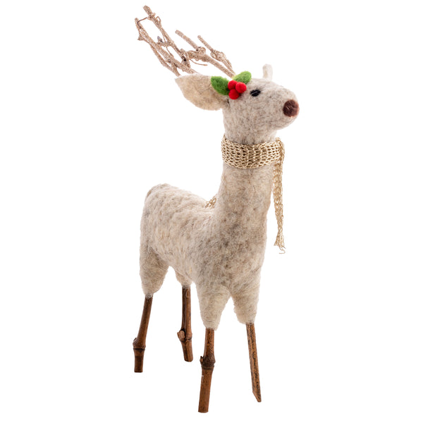 Gray Deer Felt Ornament Set
