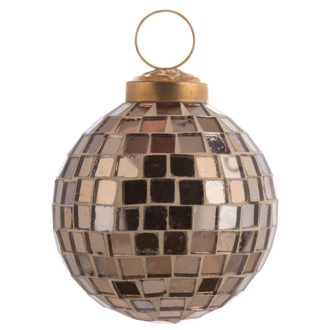 Gold disco ball mosaic ornament