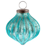 Turquoise Mercury Glitter Fluted Ornament