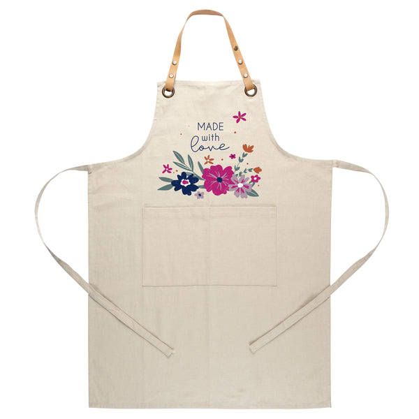 Floral apron flattened view