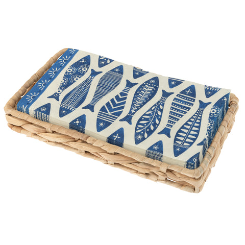 Fish woven napkin holder with paper napkins