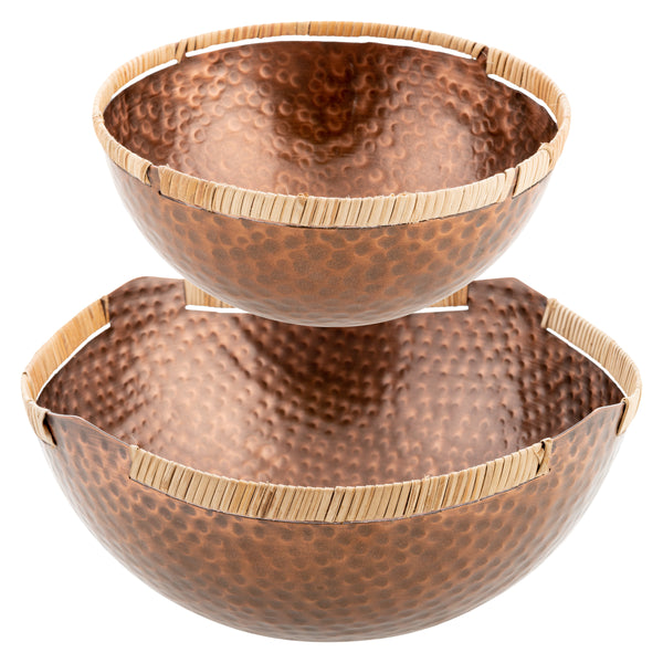 Rattan Wrapped Iron Bowls