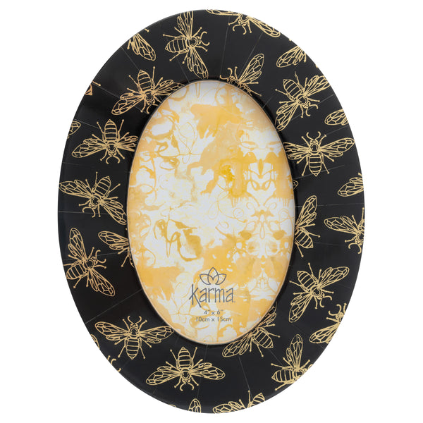 Black Bee Oval Resin Picture Frame