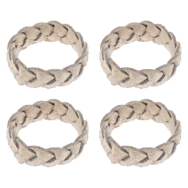 Gold leather woven napkin rings
