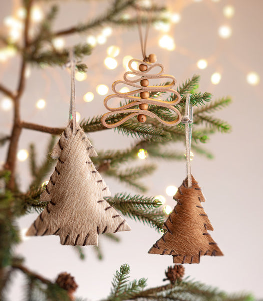 Leather Beaded Tree Ornaments