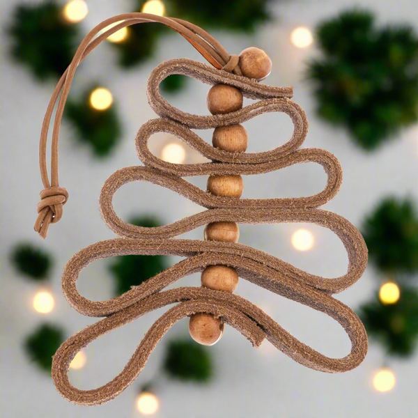 Leather Beaded Tree Ornament