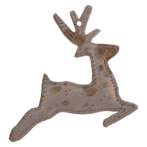 Gold cowhide leather leaping deer ornaments