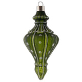 Rounded silver glitter glass finial ornament sage