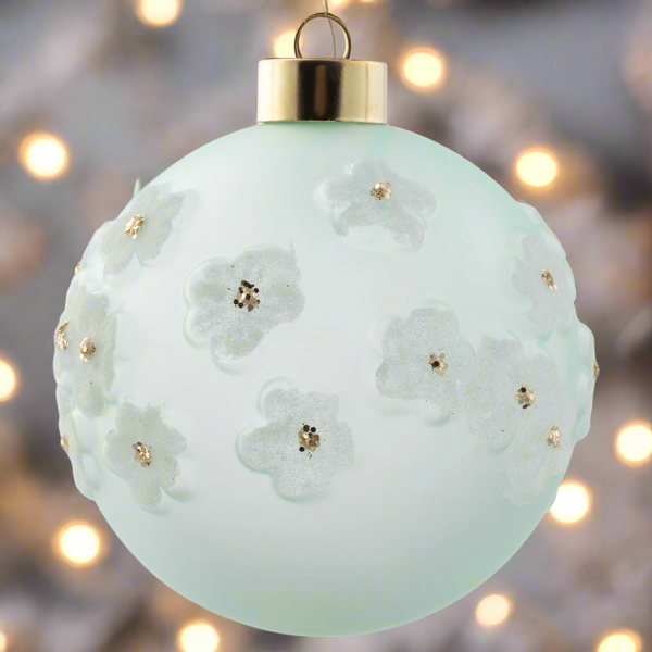 Sugared Flower Glass Ornament