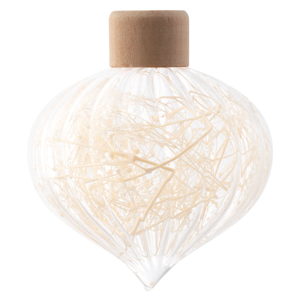 Drop baby's breath filled fluted glass clear ornament
