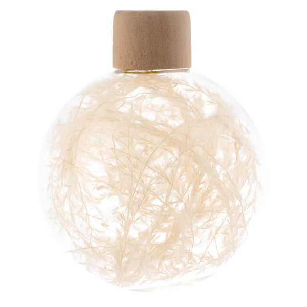 Ball baby's breath filled fluted glass clear ornament
