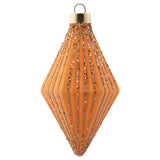 Copper glittered fluted diamond glass ornament
