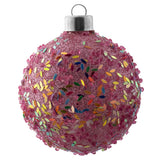 Ball glittered confetti glass pink ornament