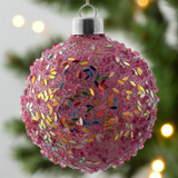 Glittered Confetti Glass Pink Ornament