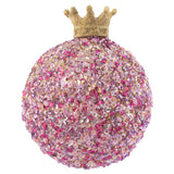 Ball gold crown confetti glass pink ornament