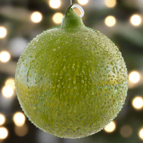 Iridescent Icy Glass Ball Ornament