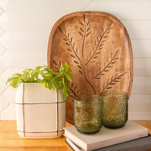 Fern Etched Wood Platter