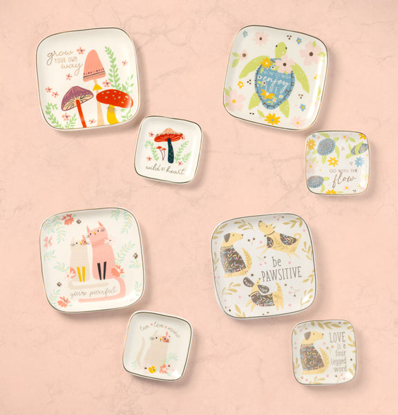 Flora Square Trinket Trays Small pink background