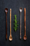 Wood Tasting Spoons Set of 4 black background