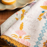 Bennet tea towel close up view.