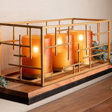 Hatched Metal Lantern w/ Frosted Glass