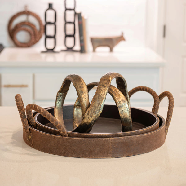 Round Leather Trays