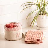 Waffle Weave Dishcloth Set With Canvas Holder