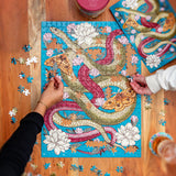 Snake puzzle being put together