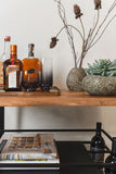 Big sur bar cart with items on it