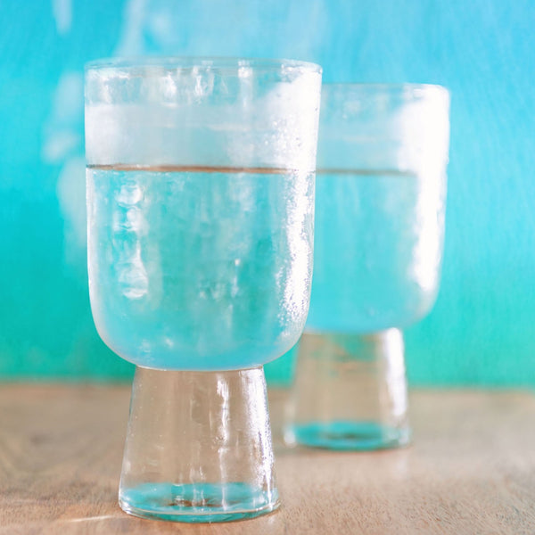 Clear Catalina goblets set on a table 