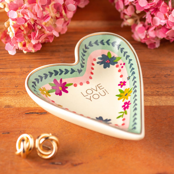 Love You Small Shaped Trinket Trays on a table