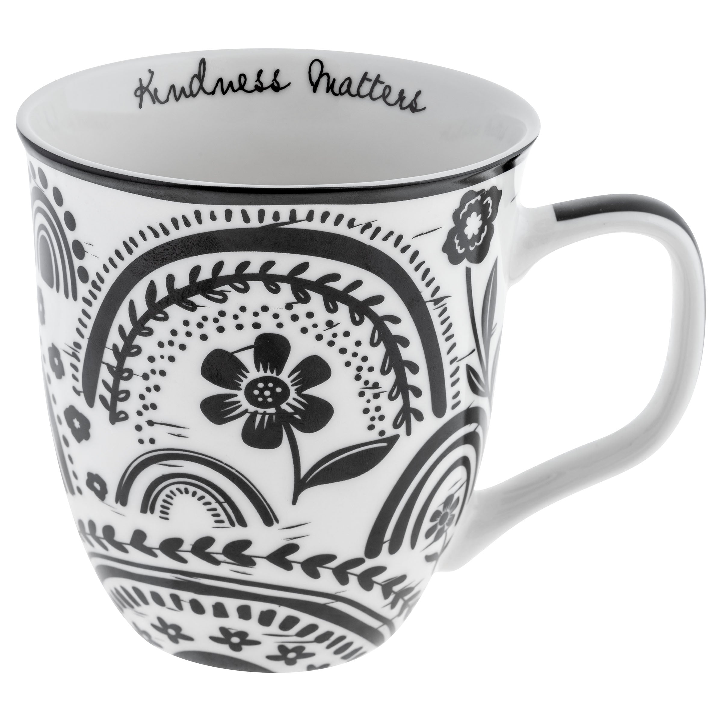 Karma Gifts 16 oz Black and White Boho Mug Mermaid - Cute Coffee and Tea  Mug - Ceramic Coffee Mugs for Women and Men