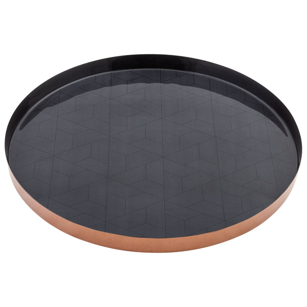 Charcoal Round Enamel Tray