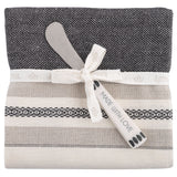 Charcoal Lisbon tea towel with spreader